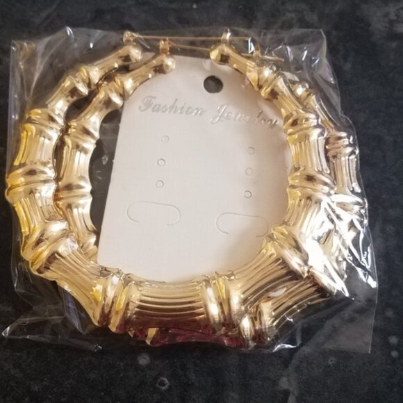 XLG Bamboo Hoop Earrings - Picture 3 of 3